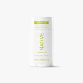 Native Sensitive Aloe & Green Tea deodorant stick in white 2.65 oz tube with green label, front view