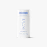Native Sensitive Cotton & Lily deodorant stick in white 2.65 oz tube with blue label, front view