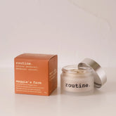 Routine Maggie's Farm natural deodorant jar - 58g glass container with orange coral packaging showing cream deodorant texture - aluminum-free multi-use formula