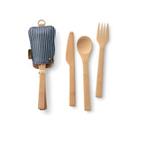 Bamboo Utensil Set with Striped Eco-Conscious Pouch | BAMBU