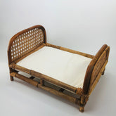 vintage rattan wicker natural doll bed pretend play toy