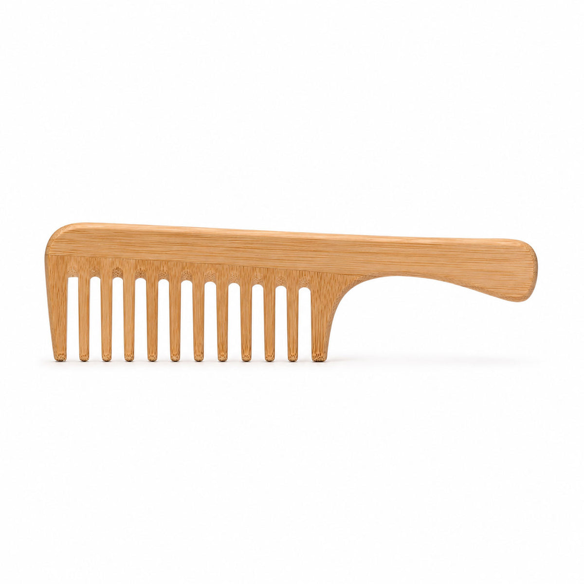 Bamboo Wide-Tooth Hair Comb with Handle – Detangling Comb