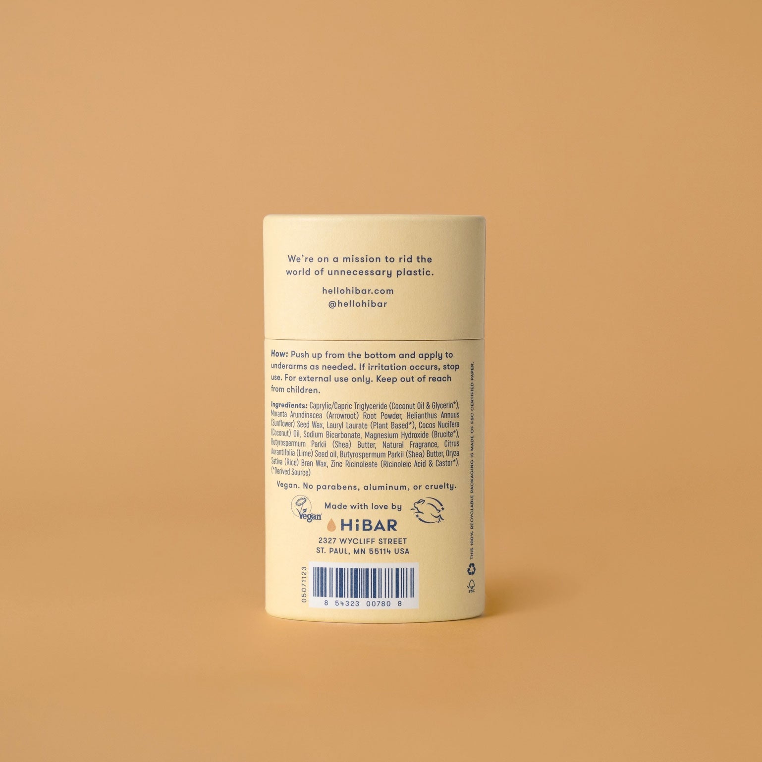 HiBAR Plastic Free Natural Deodorant - Coconut & Vanilla