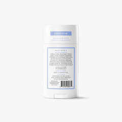 Back label of Native Sensitive Cotton & Lily deodorant showing full ingredients list, directions, and aluminum-free designation
