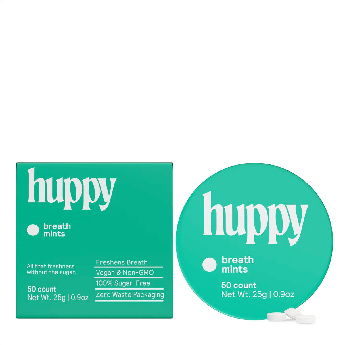 huppy Breath Mints - Sugar-Free Fresh Mint Blend (50-Count)