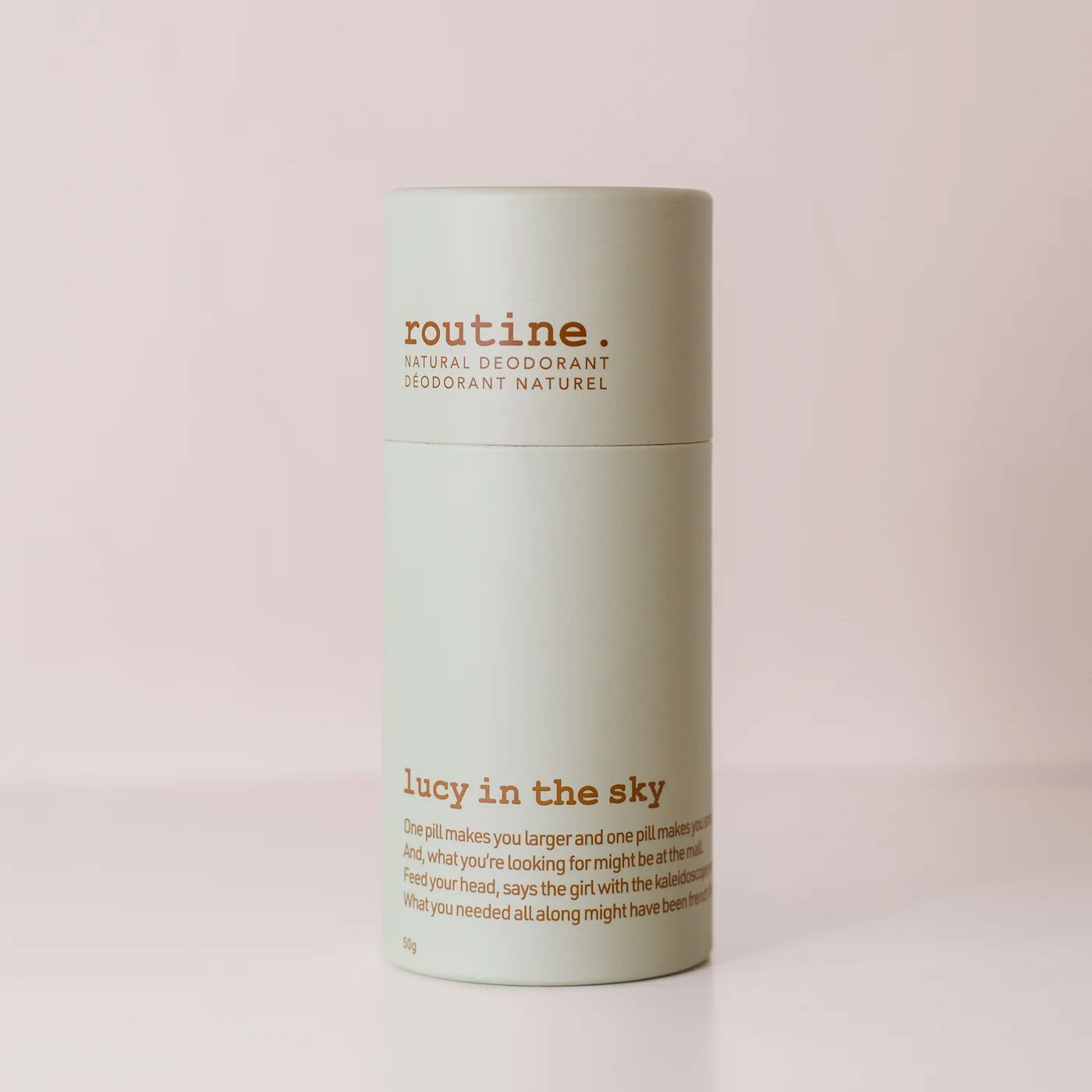 routine Lucy in the sky deodorant on beige background