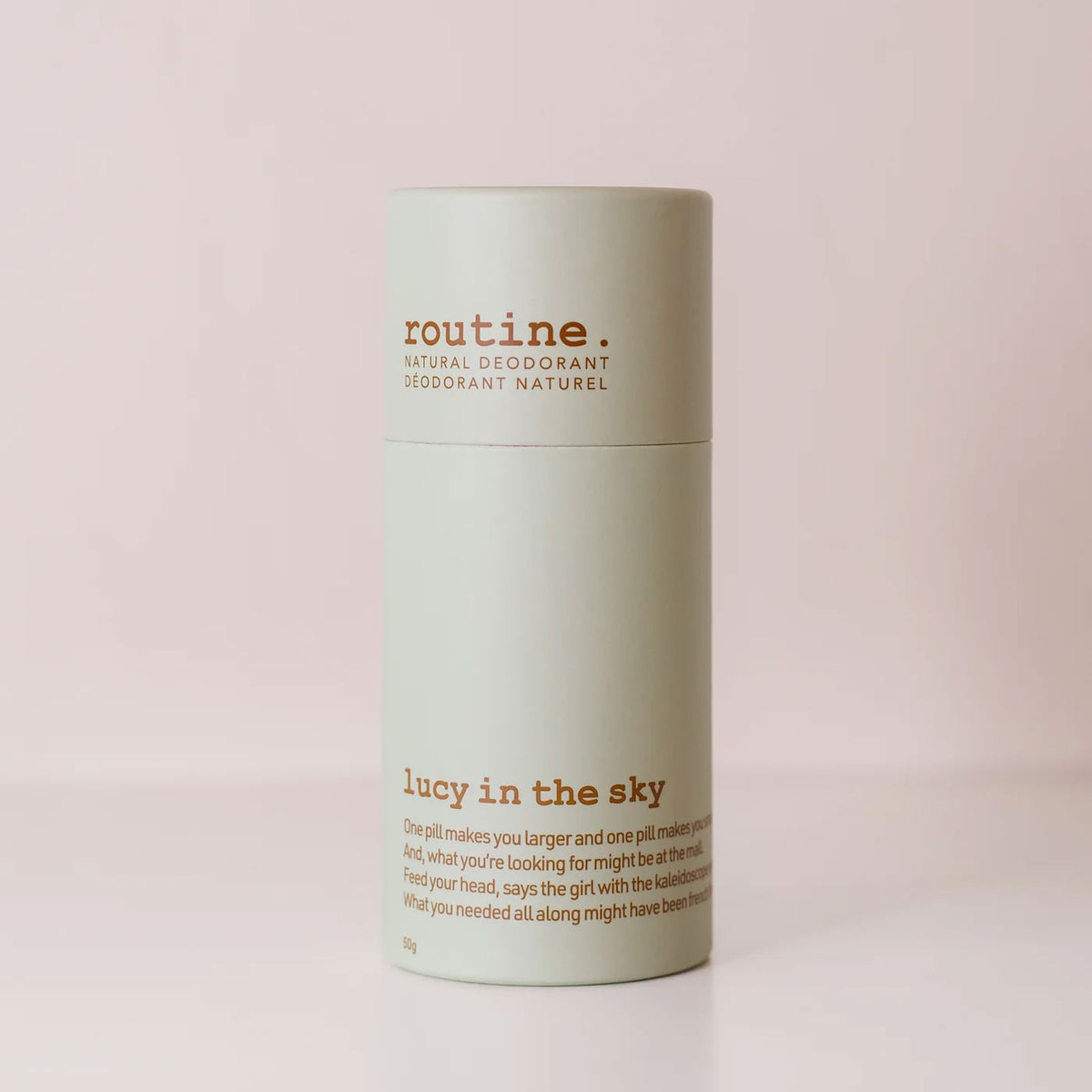 routine Lucy in the sky deodorant on beige background