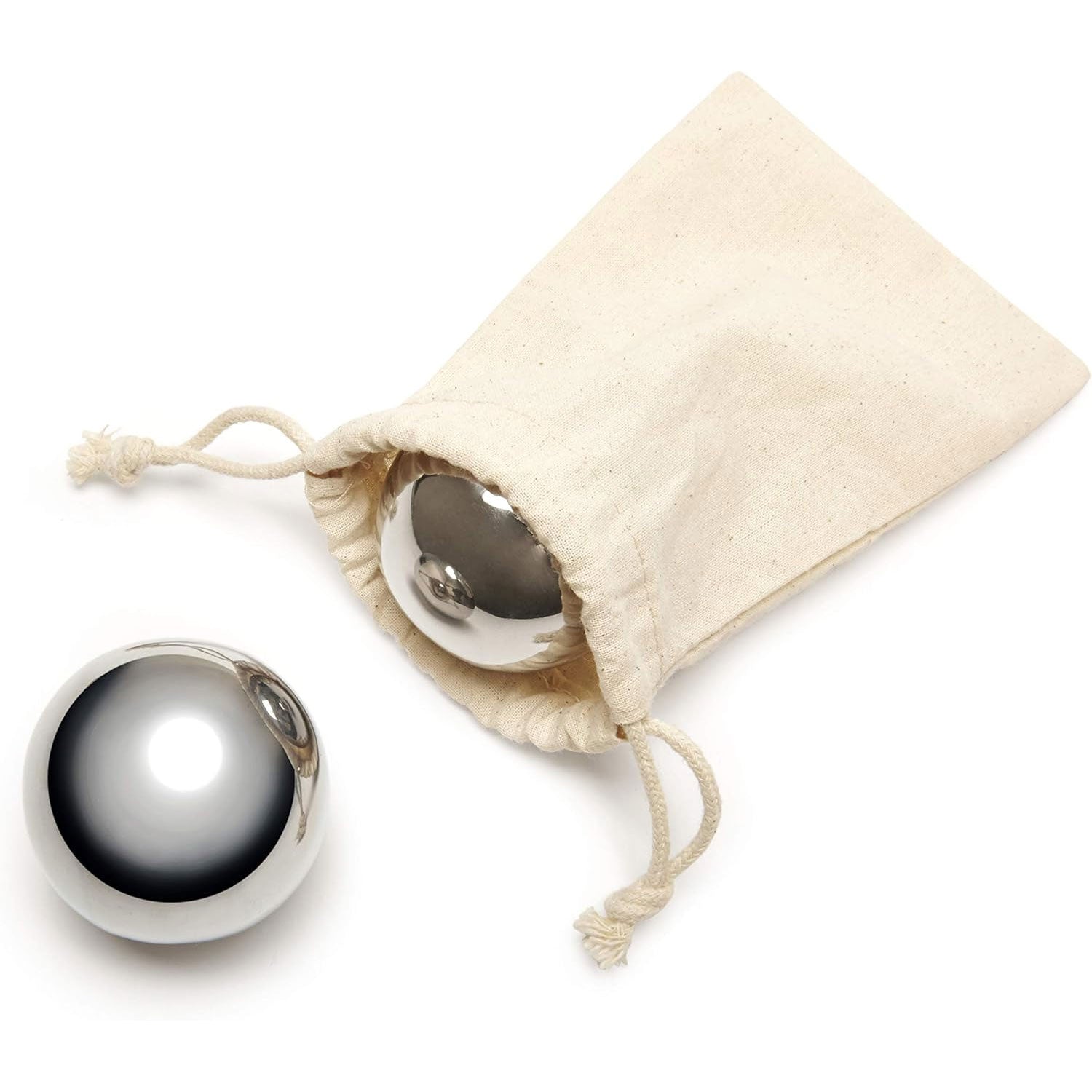 Stainless Steel Whisky Chilling Balls – Set of 2 with Cotton Pouch