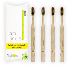 Charcoal Bamboo Toothbrush Set | Medium Hardness | Adult Size (Set of 4) - EcoFreax | Think Bigger.