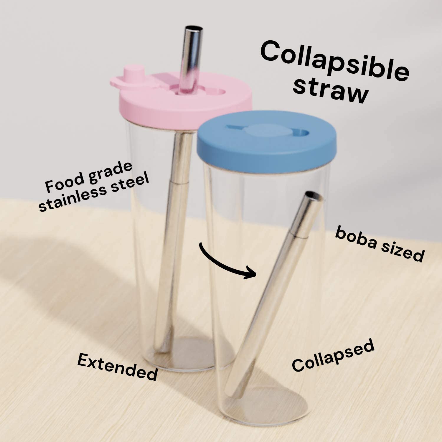 24 oz Leakproof, Reusable Boba Cup and Smoothie Tumbler