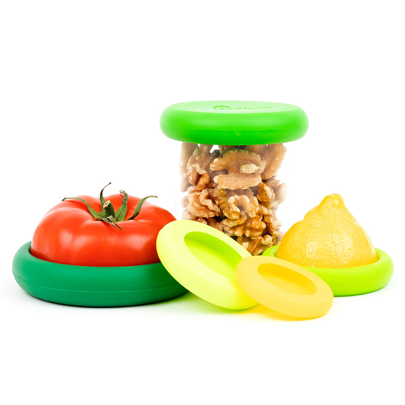 Food Huggers Zero Waste Starter Kit - (7 Pieces) -Avocado Hugger Saver  Covers (Set of 2) + Reusable Silicone Food Savers Autumn Harvest (Set of  5)