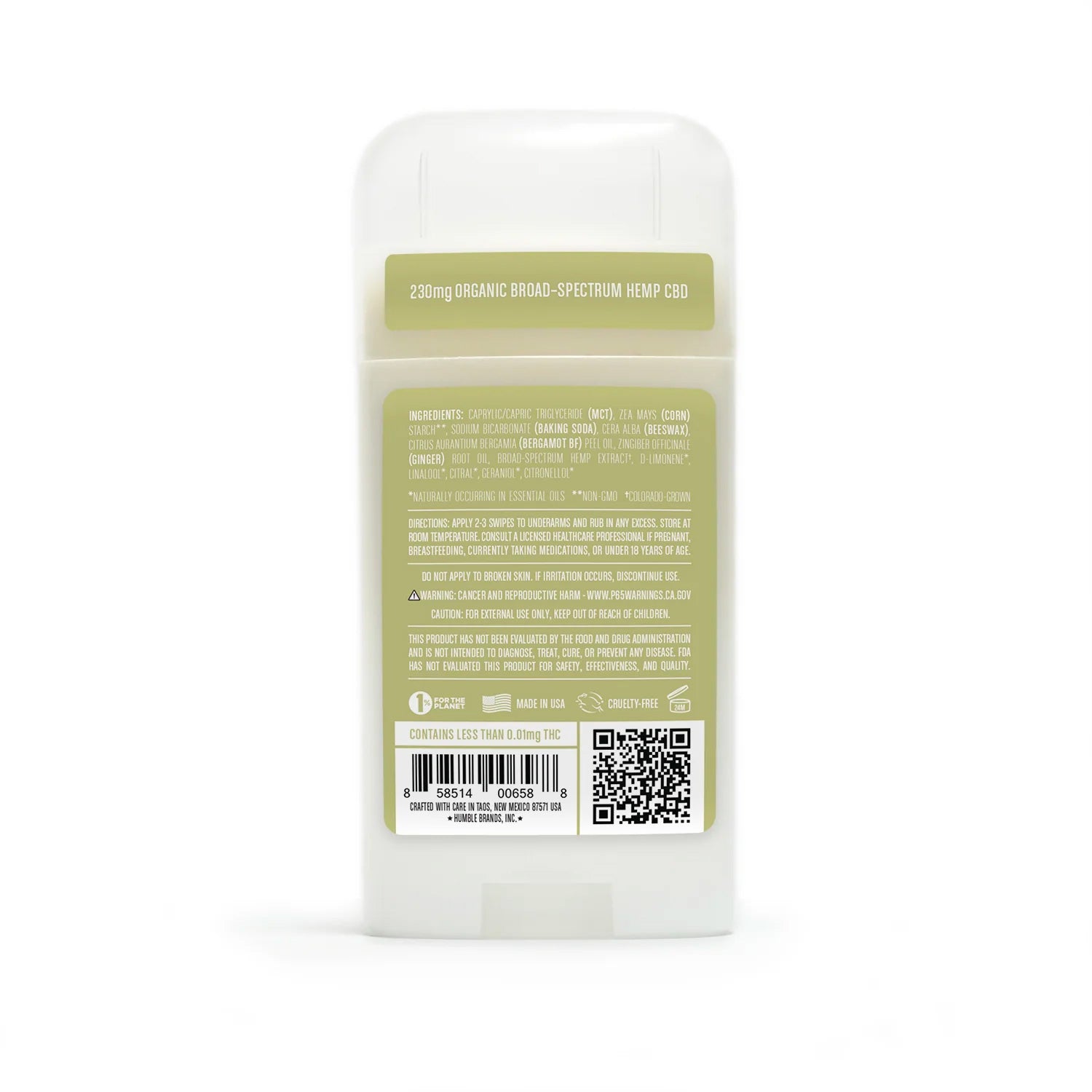 All Natural CBD Deodorant - Bergamot & Ginger with Hemp Extract