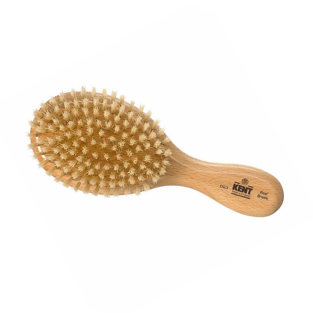 mens pure white bristle hair and beard brush - OG3