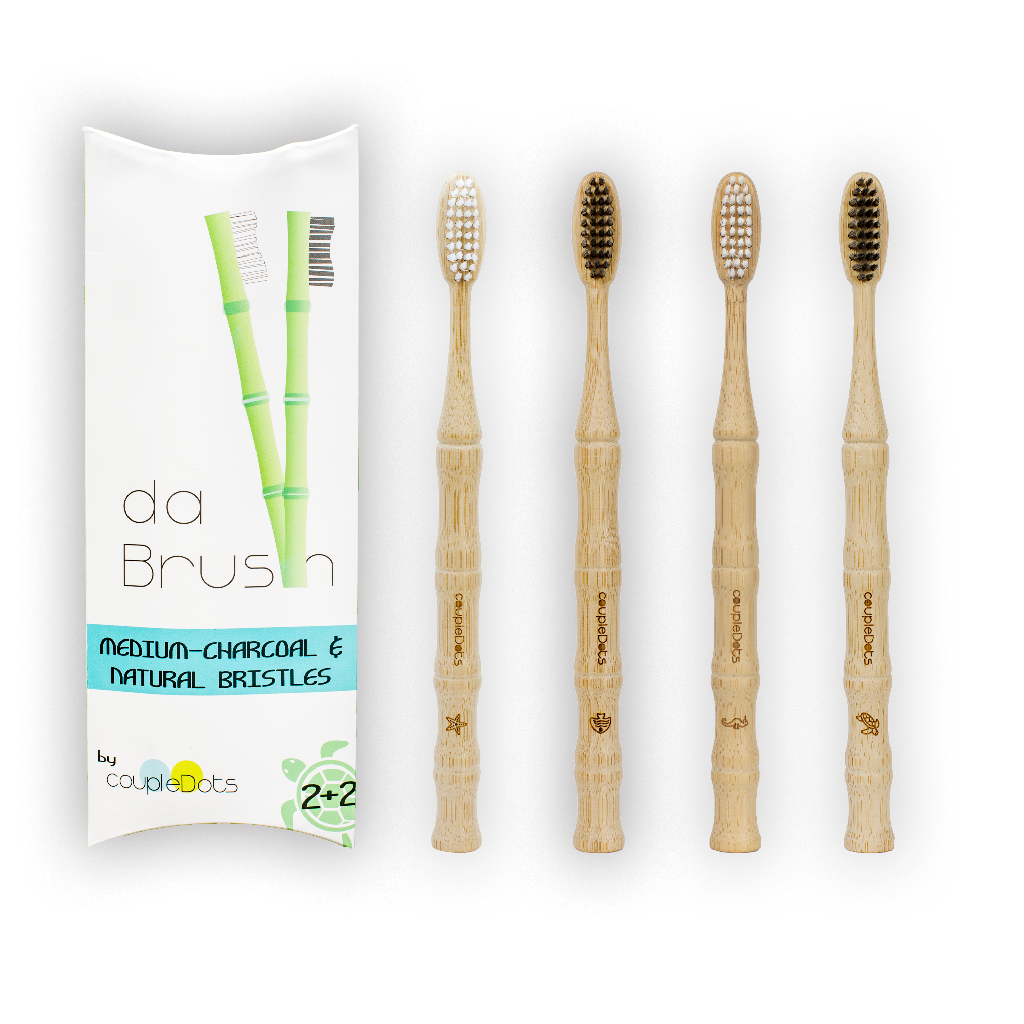 Mixed Bamboo Toothbrush Set | Medium Hardness | Adult Size (Set of 4) - EcoFreax | Think Bigger.