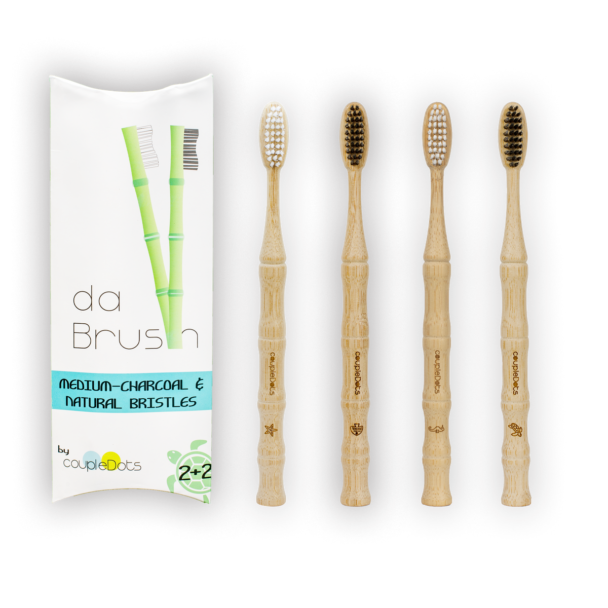 Mixed Bamboo Toothbrush Set | Medium Hardness | Adult Size (Set of 4) - EcoFreax | Think Bigger.