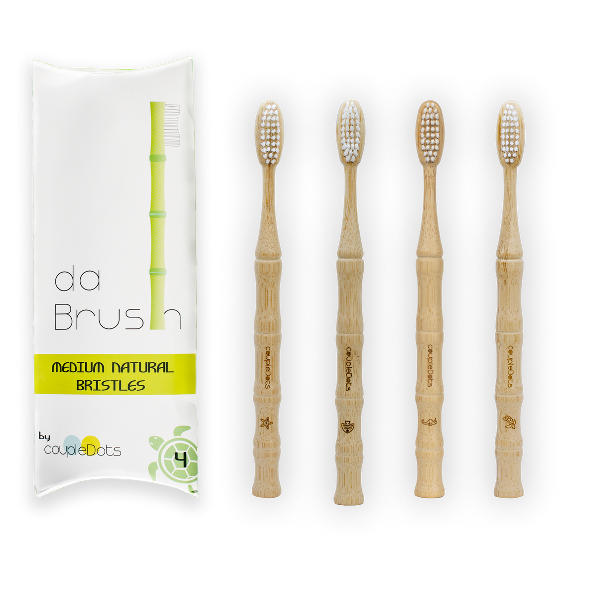 Natural Bamboo Toothbrush Set | Medium Hardness | Adult Size (Set of 4) - EcoFreax | Think Bigger.