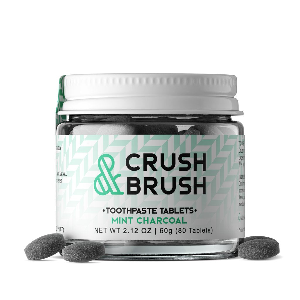 Crush & Brush Organic Toothpaste Tablets | Mint Charcoal