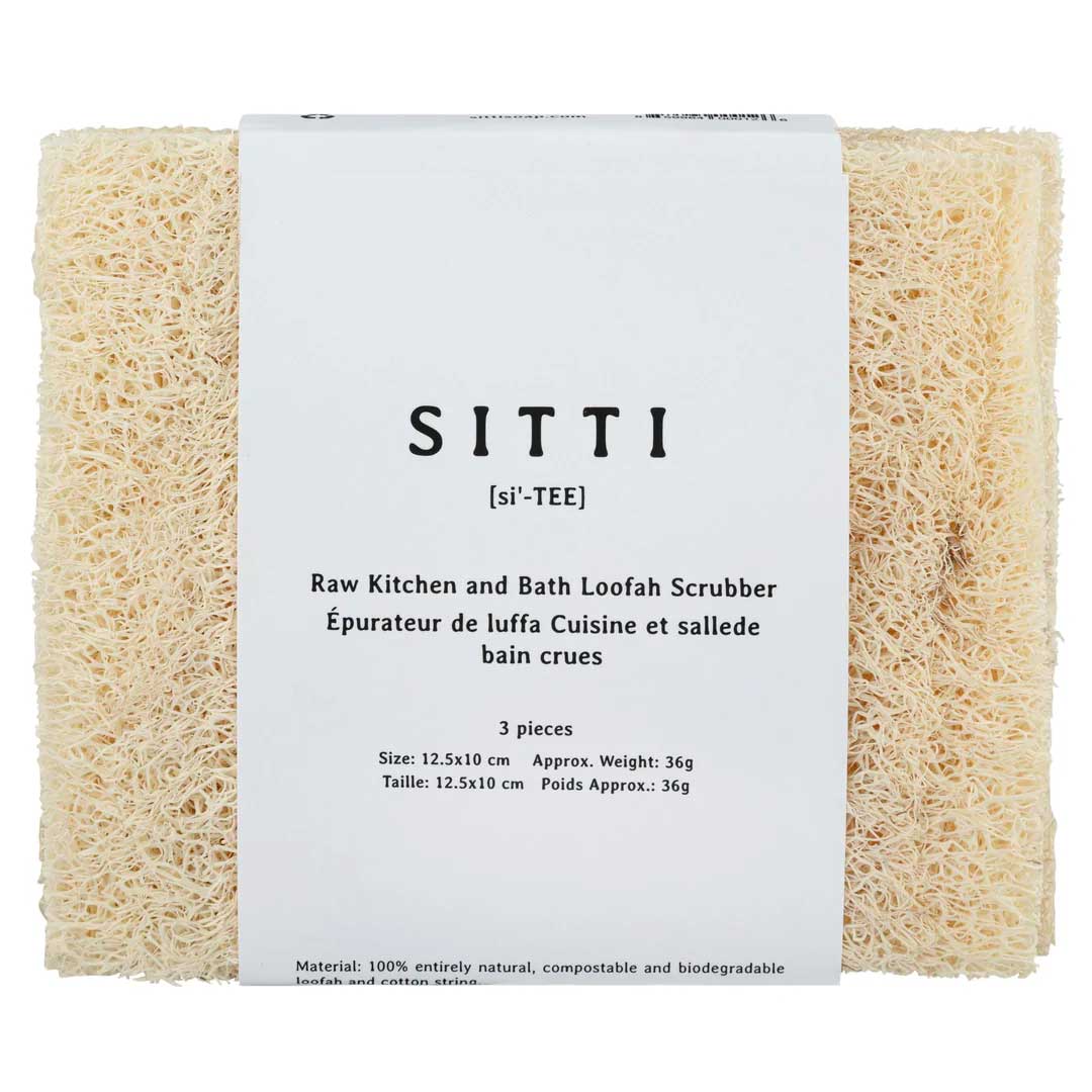 raw kitchen and bath natural loofah scrubber (set of 3) | sitti