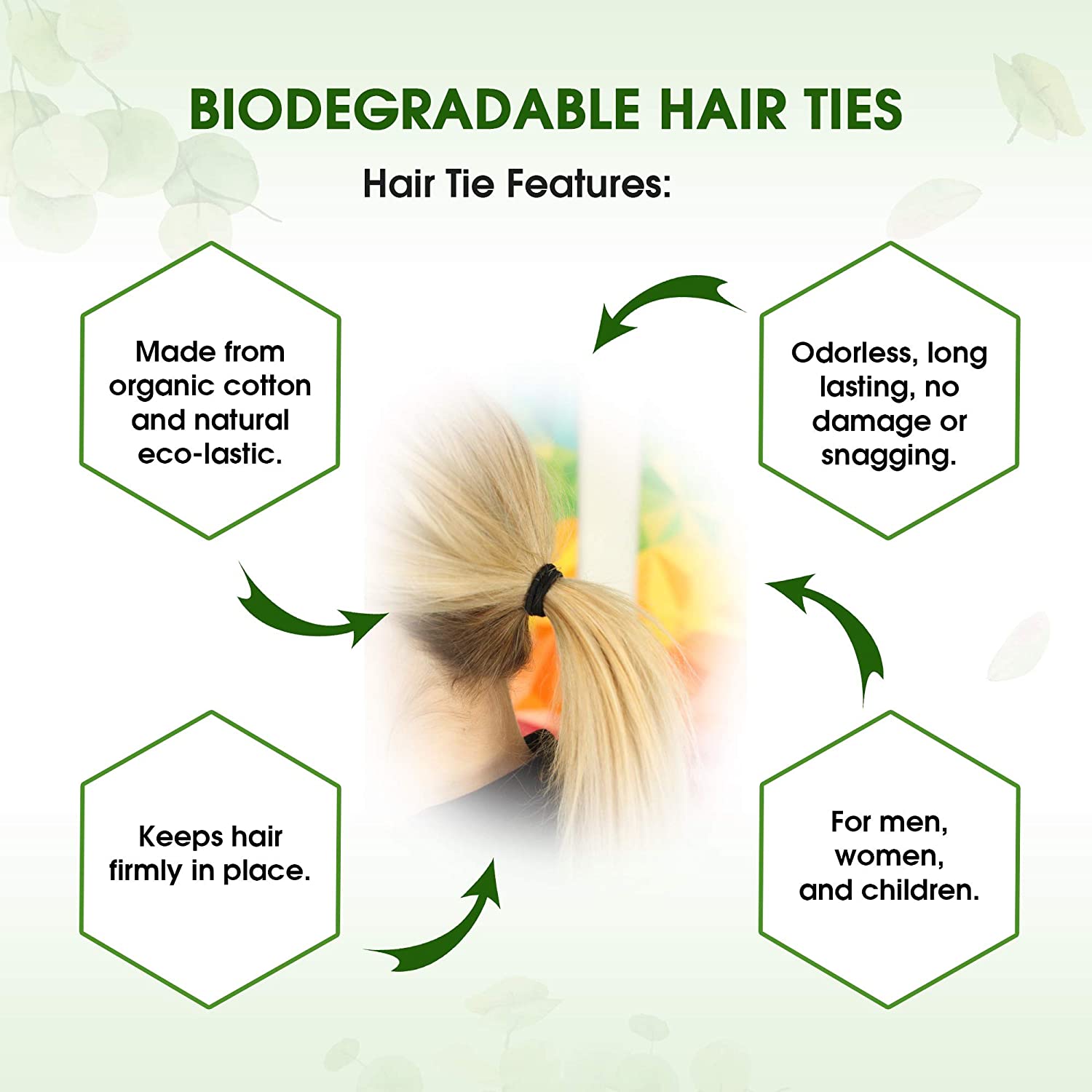 elastic hair ties - organic biodegradable - black (pack of 27)