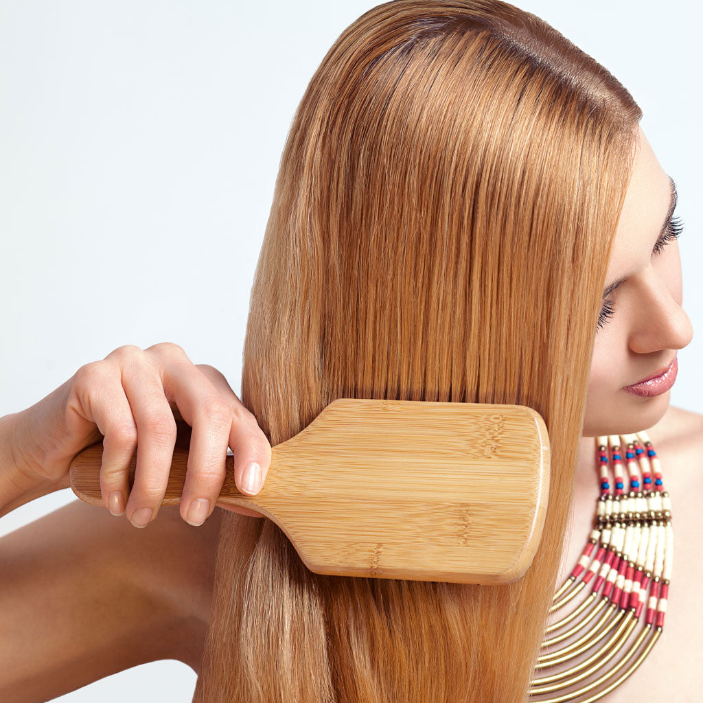 wooden paddle hair brush