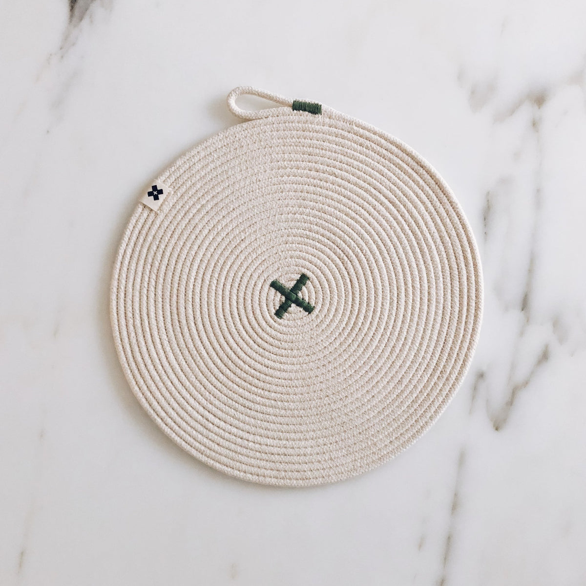 handmade cotton rope trivet | sage