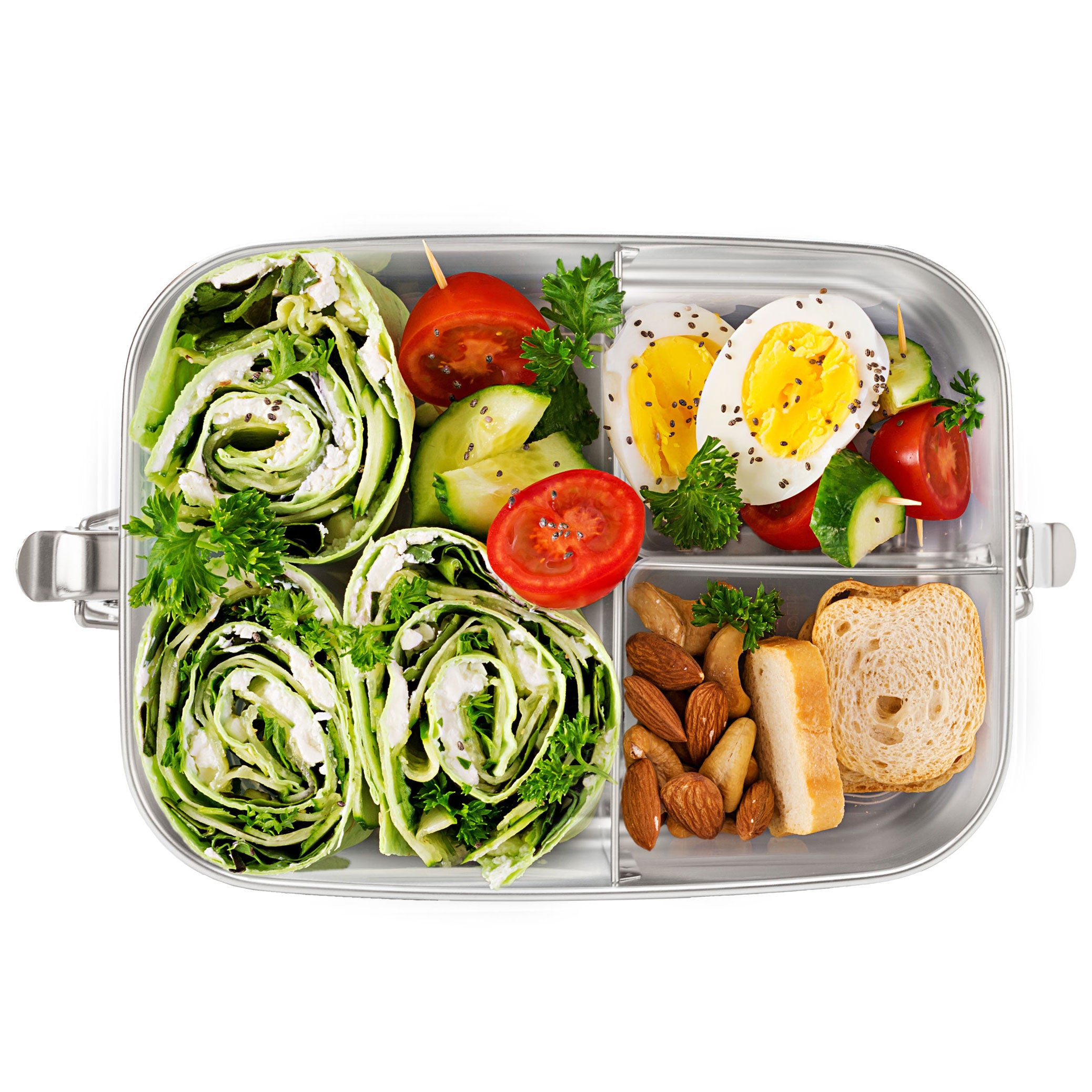 stainless steel 3 compartment bento lunch box