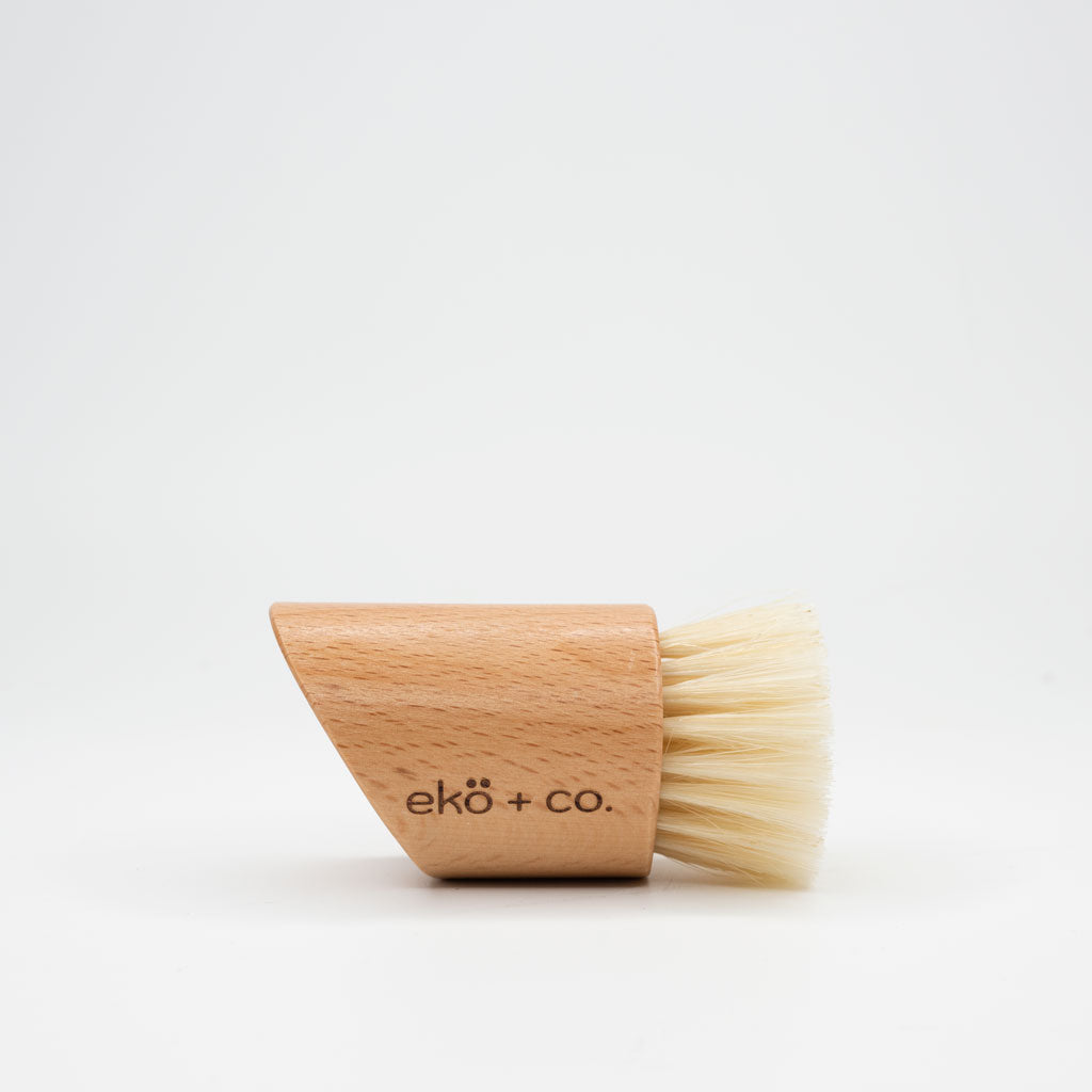 wooden facial dry brush with natural bristles