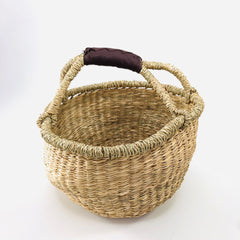 handwoven natural seagrass boho bolga basket