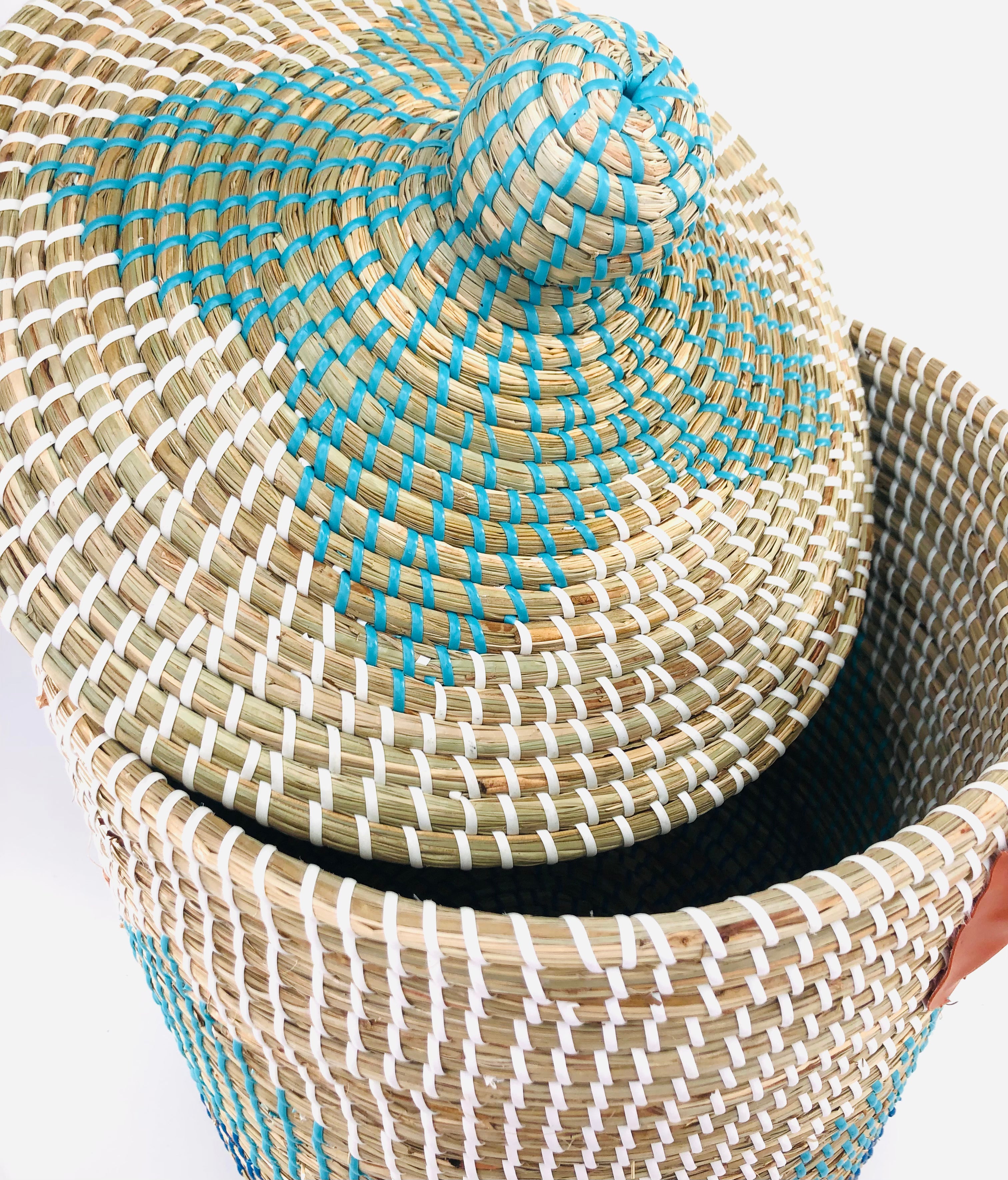 handwoven seagrass laundry hamper storage basket