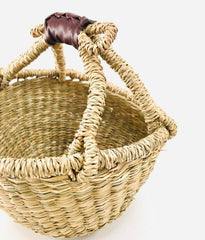 handwoven natural seagrass boho bolga basket