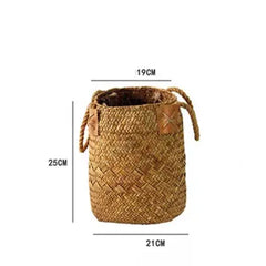 boho woven seagrass basket with handles