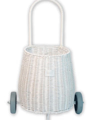 handmade basket on wheels-rattan wicker pull luggy