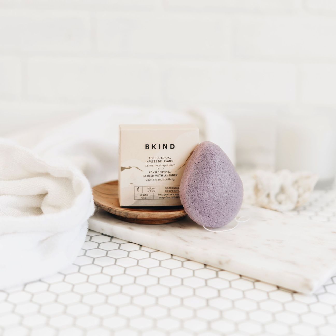 natural konjac facial sponge - lavender