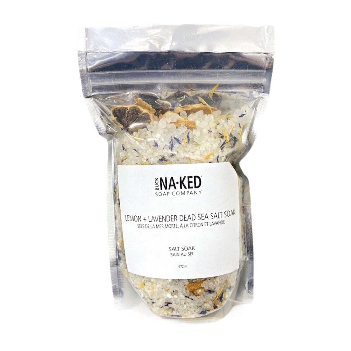 Buck Naked | lemon & lavender dead sea bath salt soak - EcoFreax | Think Bigger.