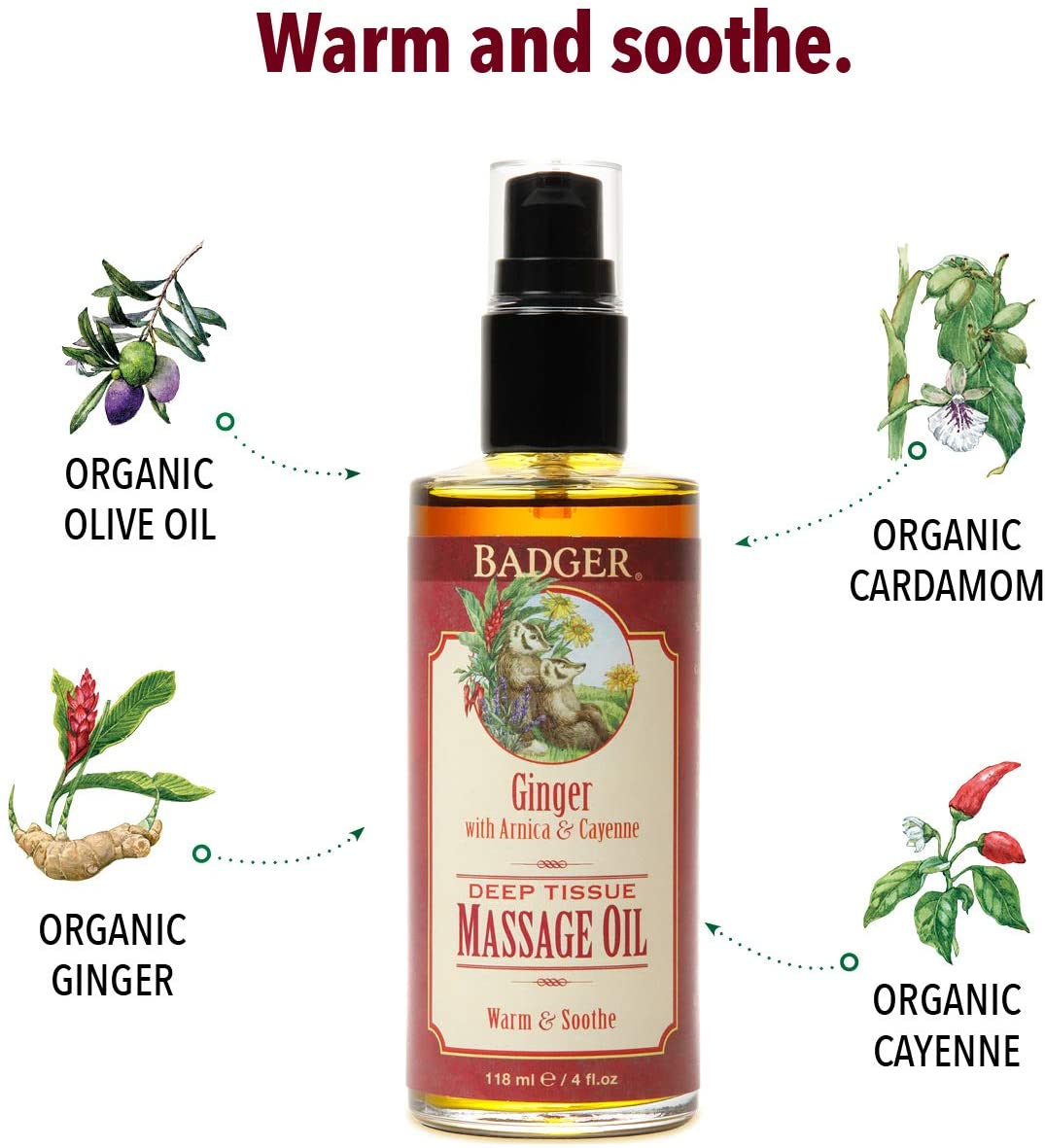 ginger deep tissue organic massage oil badger EcoFreax