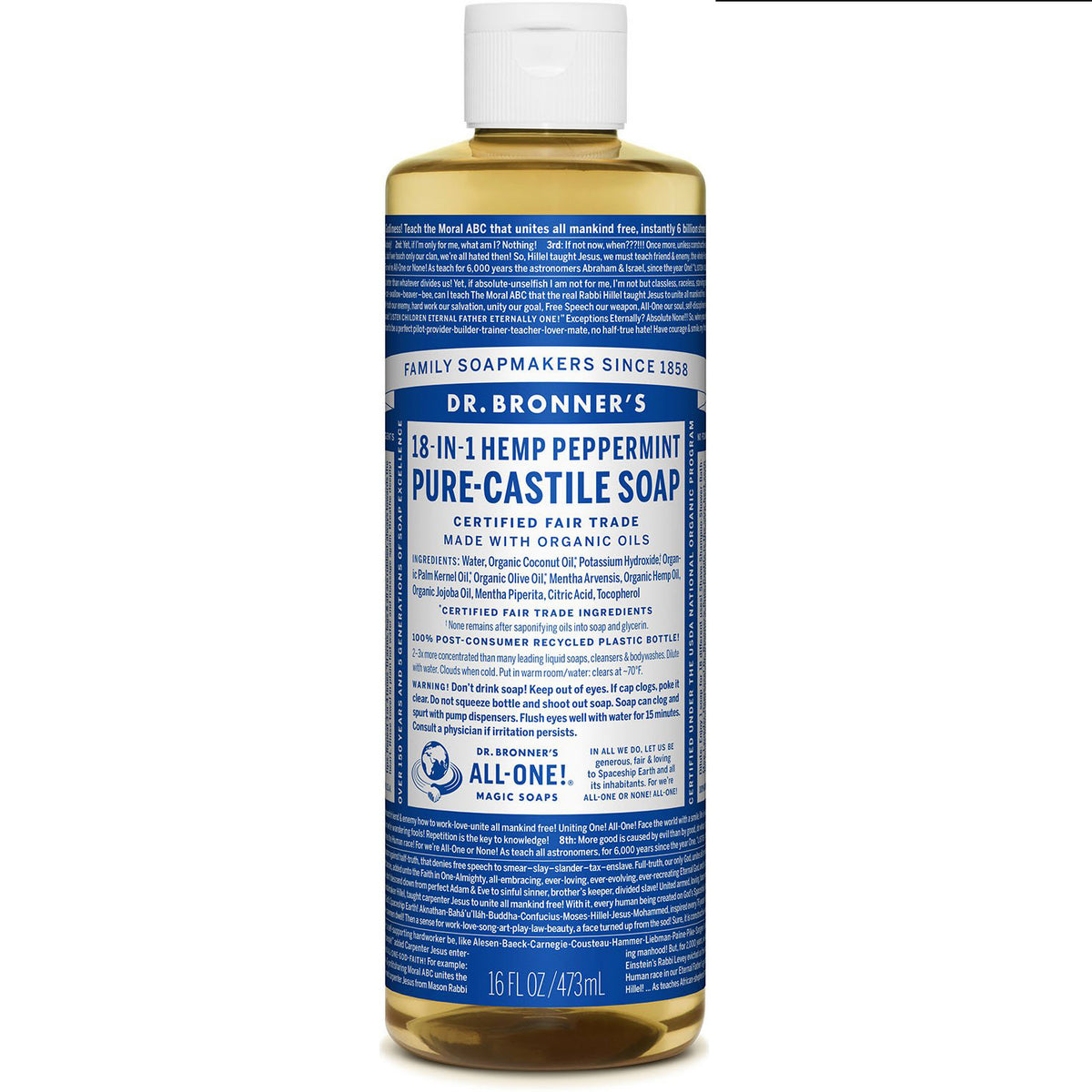 organic pure castile liquid soap - peppermint | Dr. Bronner's