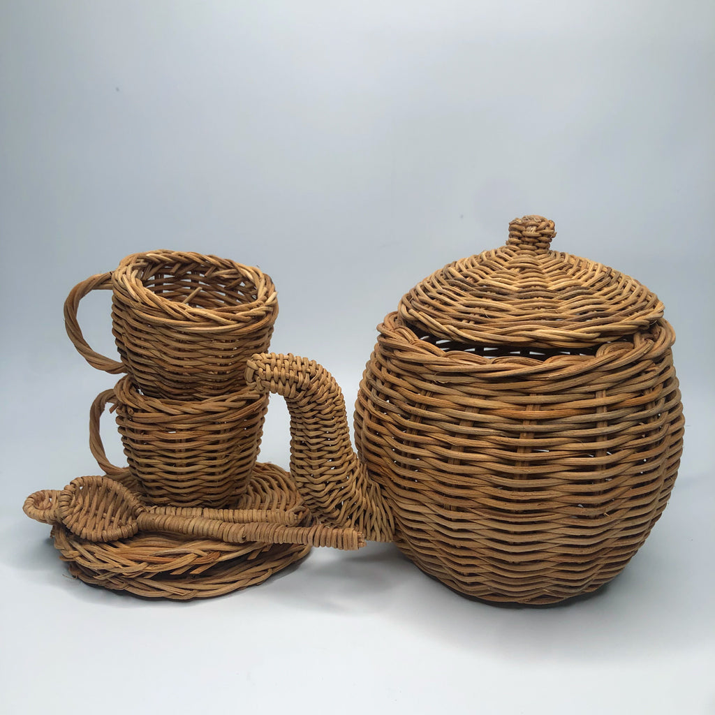 Rata Tea Set handmade rattan tea set - wicker wood toy set – EcoFreax
