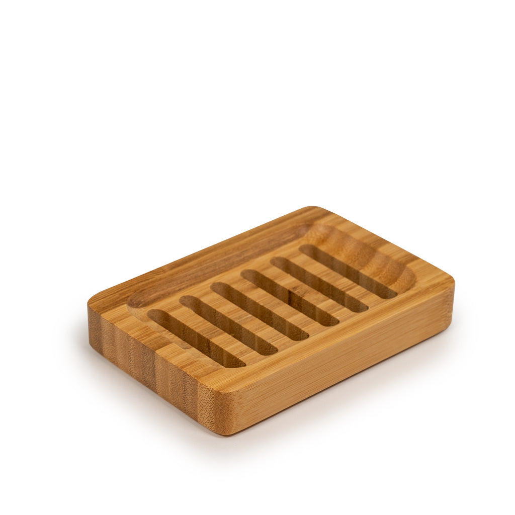 wooden soap dish - slatted - rectangular