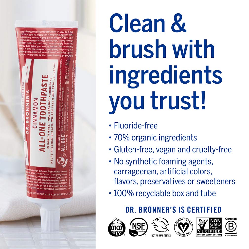cinnamon vegan natural toothpaste Dr. Bronner's EcoFreax